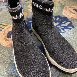 Marc Jacobs Black & Silver Knit Dart Sock Sneakers | Size 38